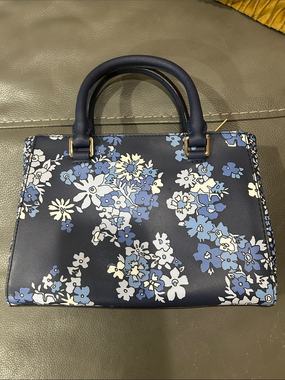 Michael Kors Kellen XS Satchel in a navy and blue floral print - Picture 4 of 12